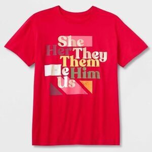 3For$20 Pride Adult Tee Pronoun Red size Large